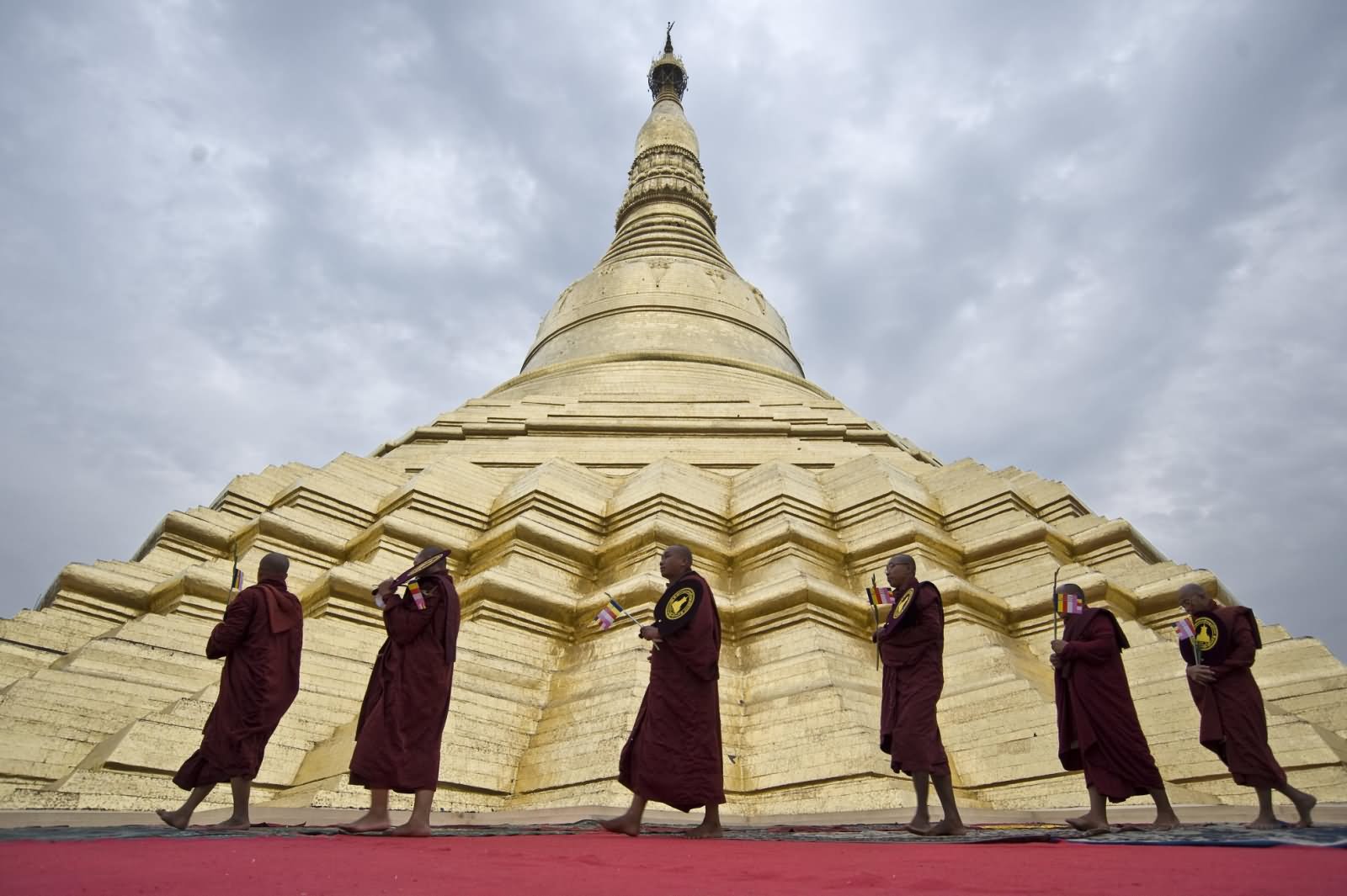 Monks At The Shwedagon Pagoda