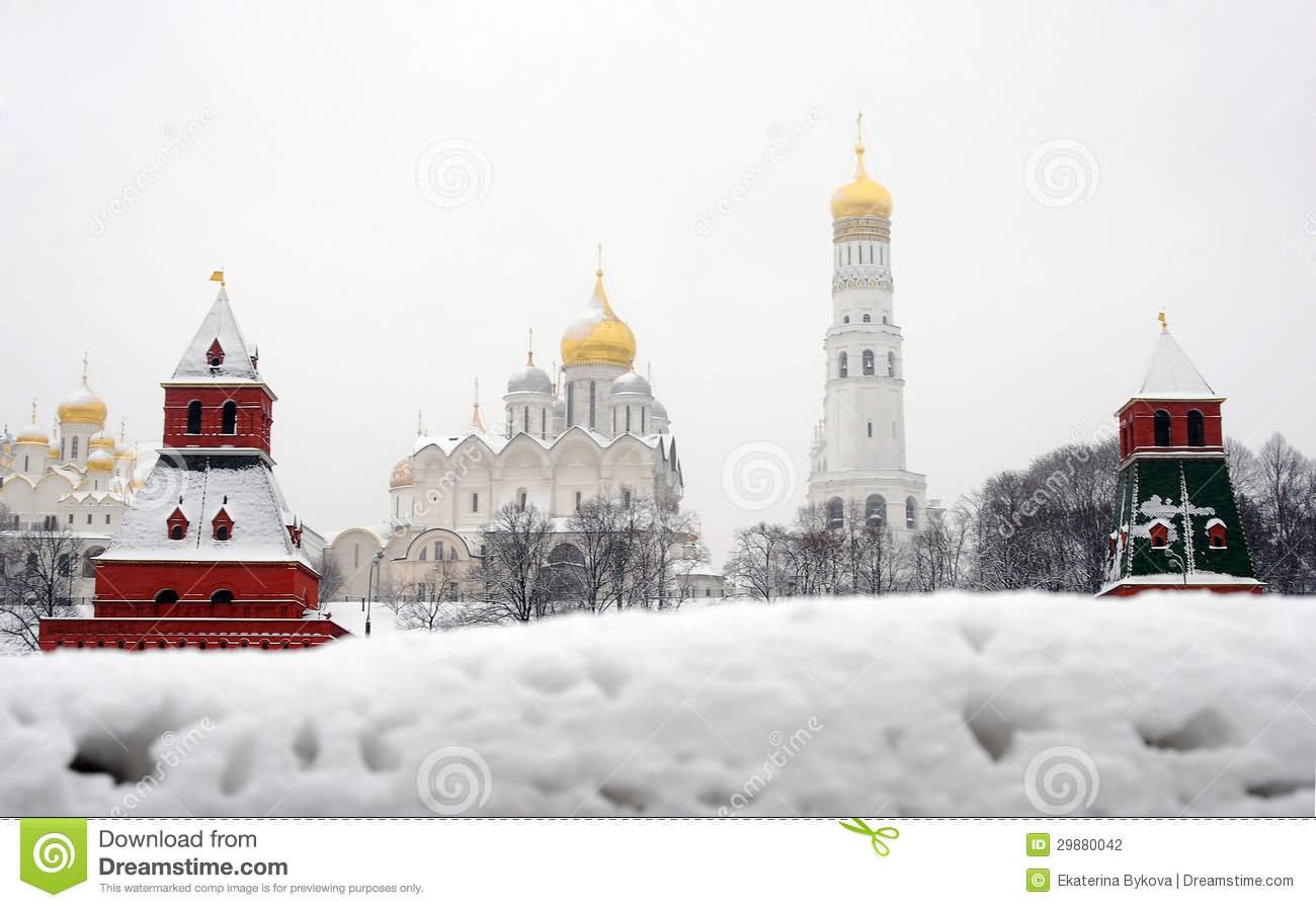 Moscow Kremlin During Winter Season With Snow Picture