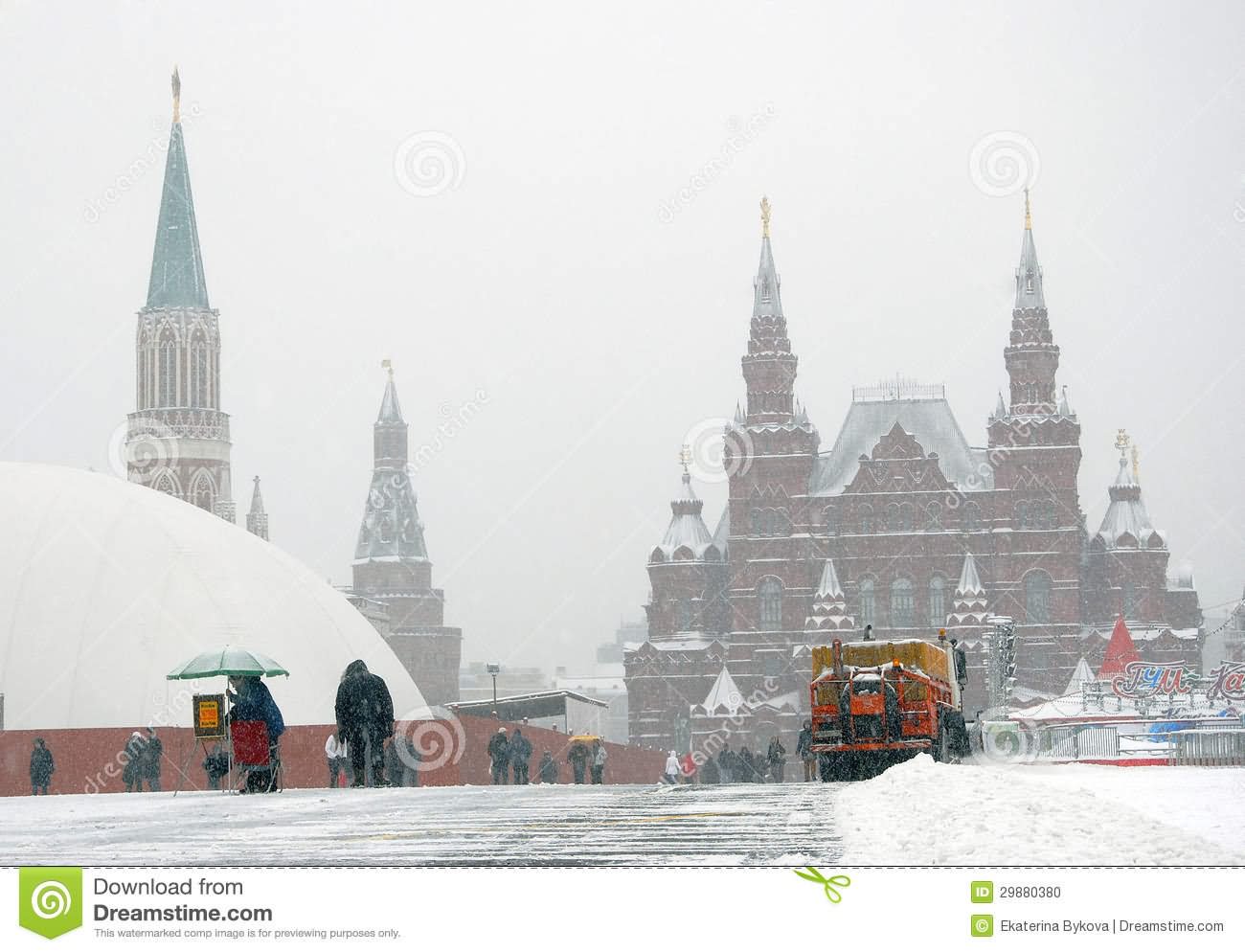 Moscow Kremlin Tower With Snow