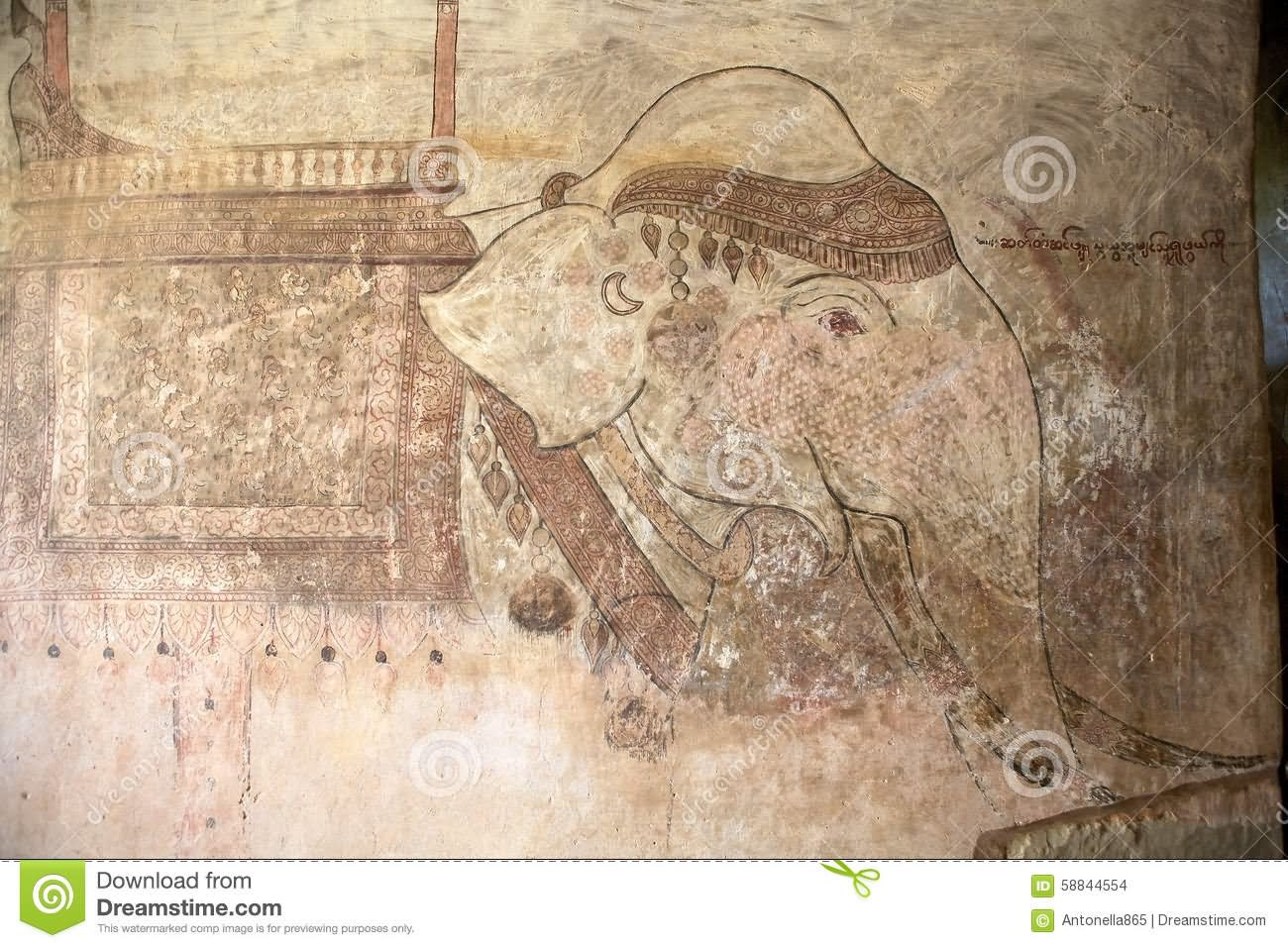 Mural Elephant Painting On The Walls Of Sulamani Temple