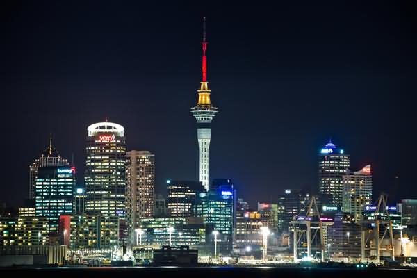 Night Lights On The Sky Tower, Auckland