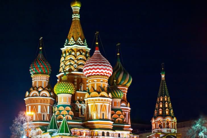 Night View Of The Saint Cathedral At Kremlin Palace