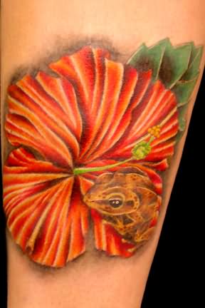 Orange Flower Hibiscus Tattoo
