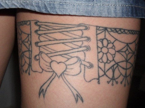 Outline Ribbon Country Garter Tattoo