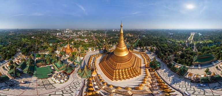 Panorama View Of The Shwedagon Pagoda, Myanmar