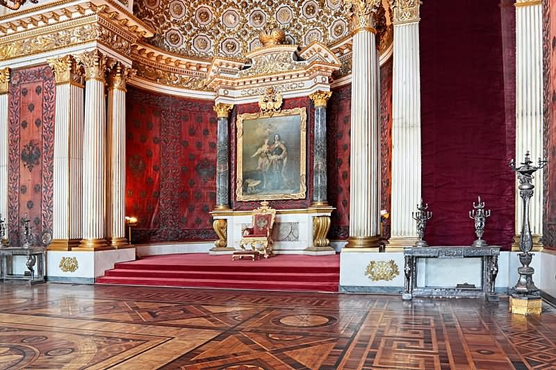 Peter The Great's Memorial Throne Room Inside The Hermitage Museum In St. Petersburg