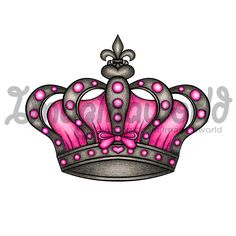Pink And Black Queen Crown Tattoo Design