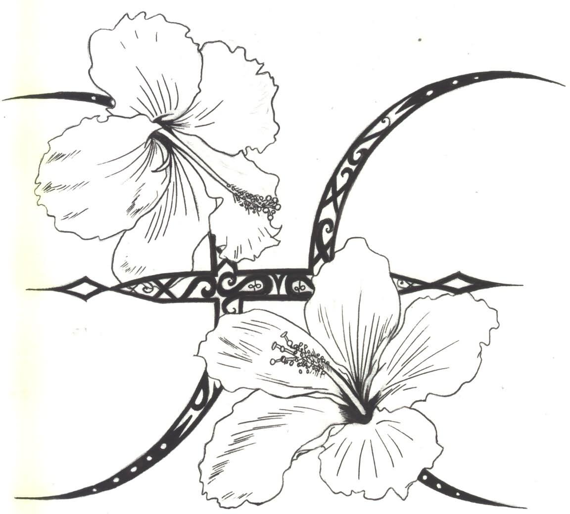 Pisces And Hibiscus Tattoo Design by D Angeline