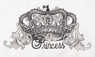 Princess - Grey Ink Queen Crown Tattoo Design