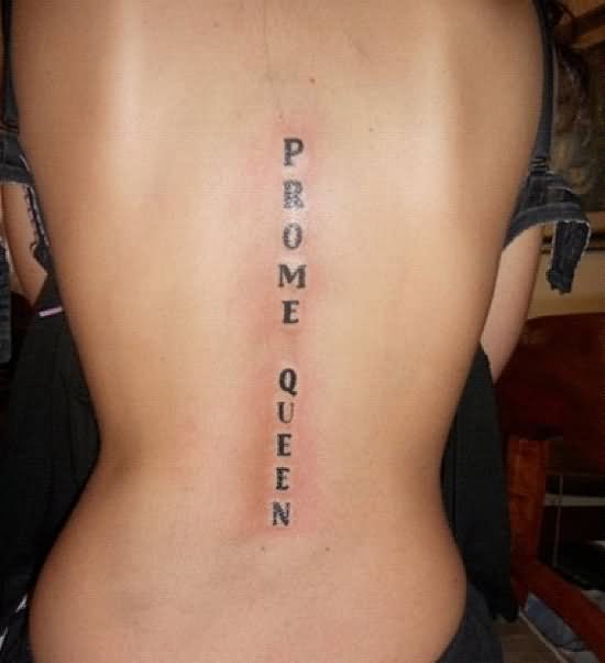 Prome Queen Word Tattoo On Full Back