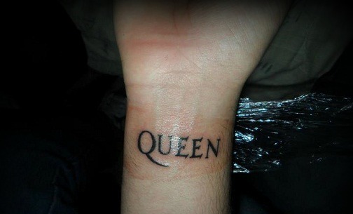 Queen Word Tattoo On Wrist