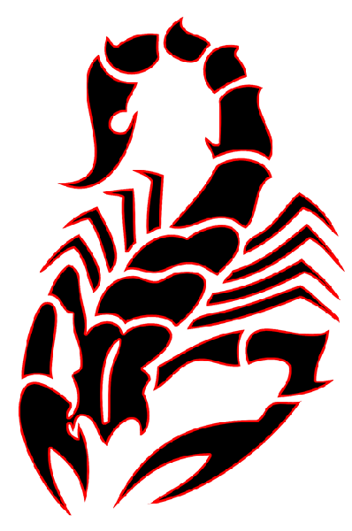 Red And Black Tribal Scorpion Tattoo Design