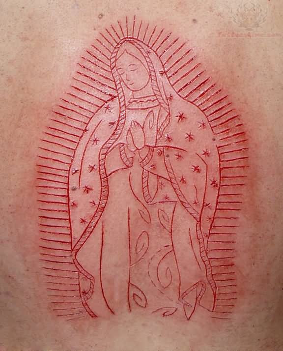 Red Saint Mary Tattoo Design