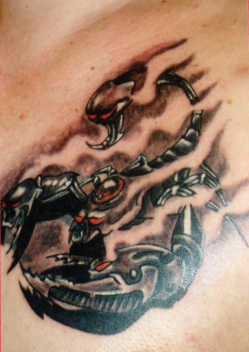 Ripped Skin Scorpion Tattoo Design