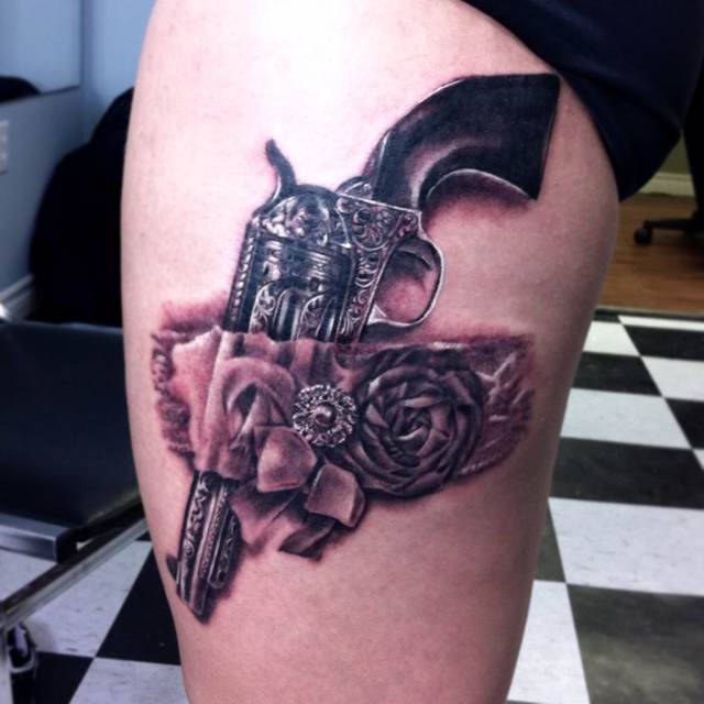 Rose Flower And Garter Tattoo