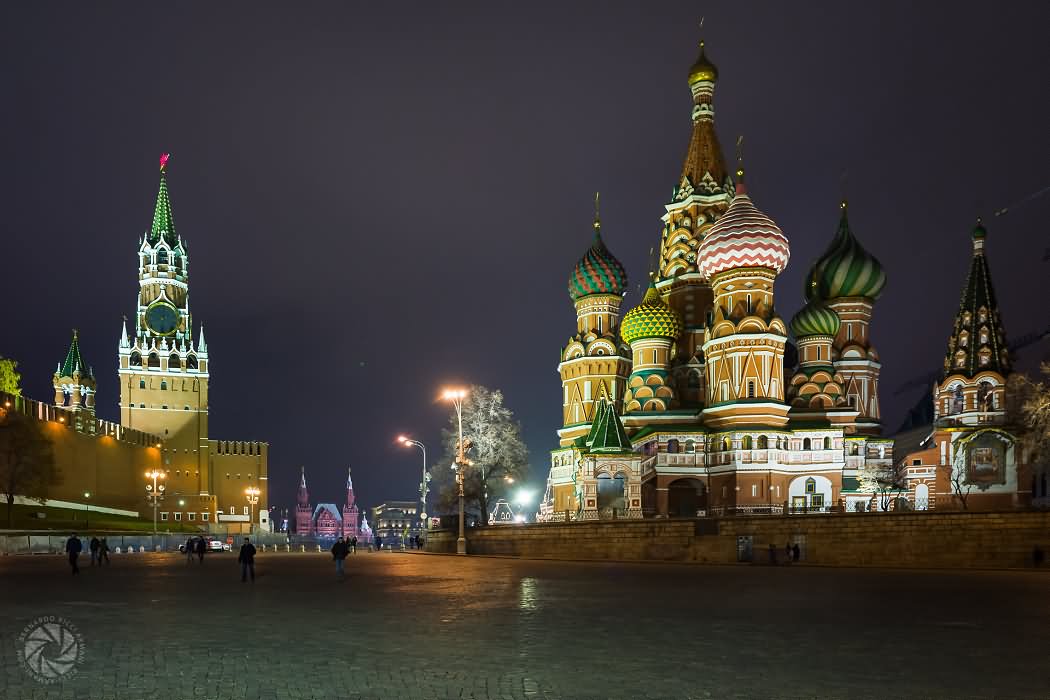 Saint Basil's Cathedral And The Kremlin At The Red Square