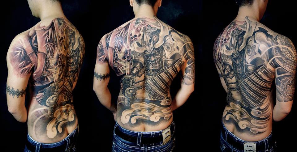 Samurai Tattoo On Back For Guys