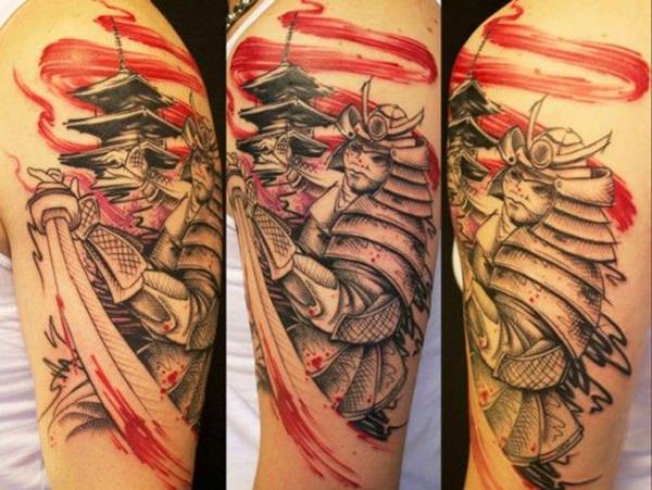 Samurai Warrior Tattoo On Bicep