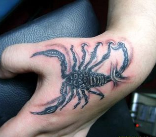 Scorpion Tattoo On Hand
