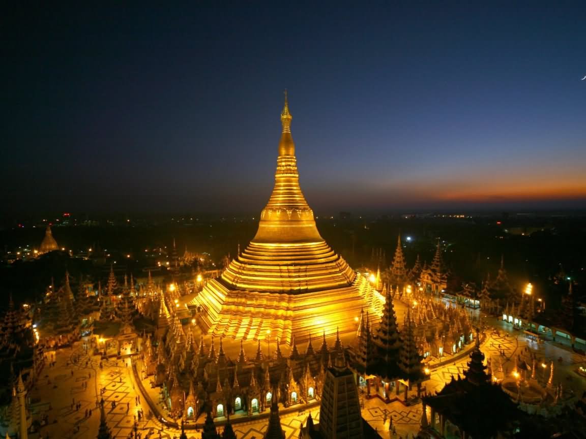 Shwedagon Pagoda At Night