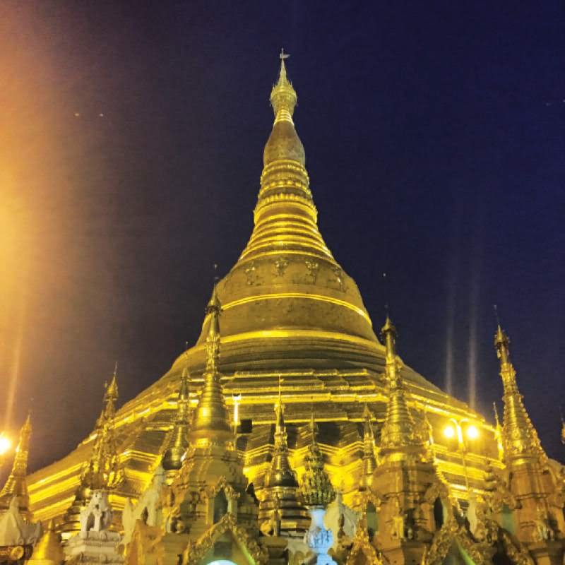 Shwedagon Pagoda Is Lit Up At Night