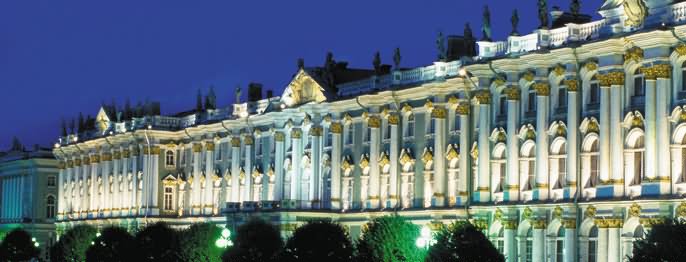 Side View Of Hermitage Museum During Night