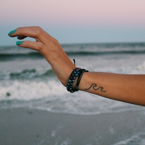 Side Wrist Wave Tattoo For Girls