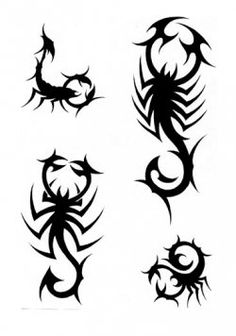 Silhouette Four Scorpion Tattoo Stencil