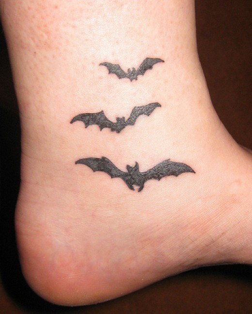 Silhouette Vampire Bats Tattoo Design For Ankle