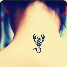 Simple Black Scorpion Tattoo On Back Neck