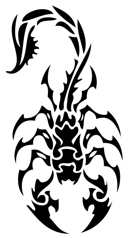 Simple Black Tribal Scorpion Tattoo Stencil