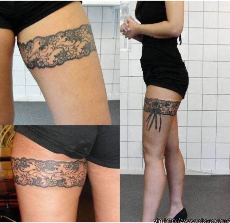 Simple Garter Tattoo On Left Thigh