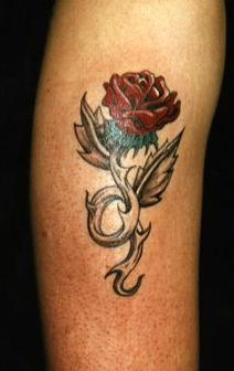 Simple Jain Rose Tattoo Design For Sleeve