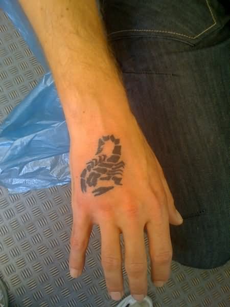 Simple Scorpion Tattoo On Right Hand