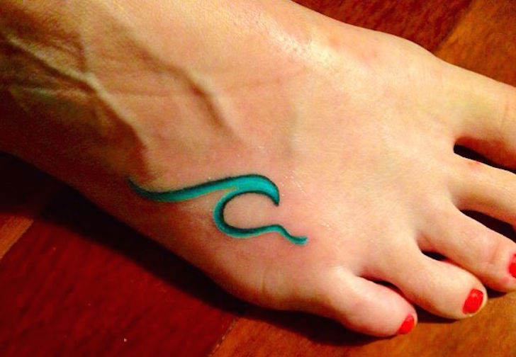 Simple Wave Tattoo On Foot