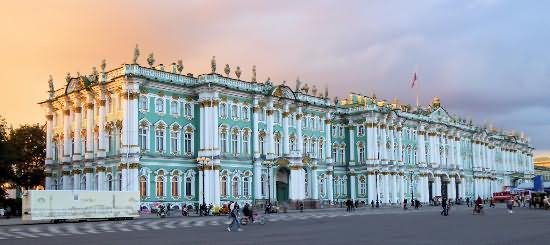 State Hermitage Museum And Winter Palace During Sunset