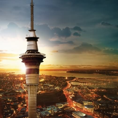 Sunset View Of The Sky Tower, Auckland