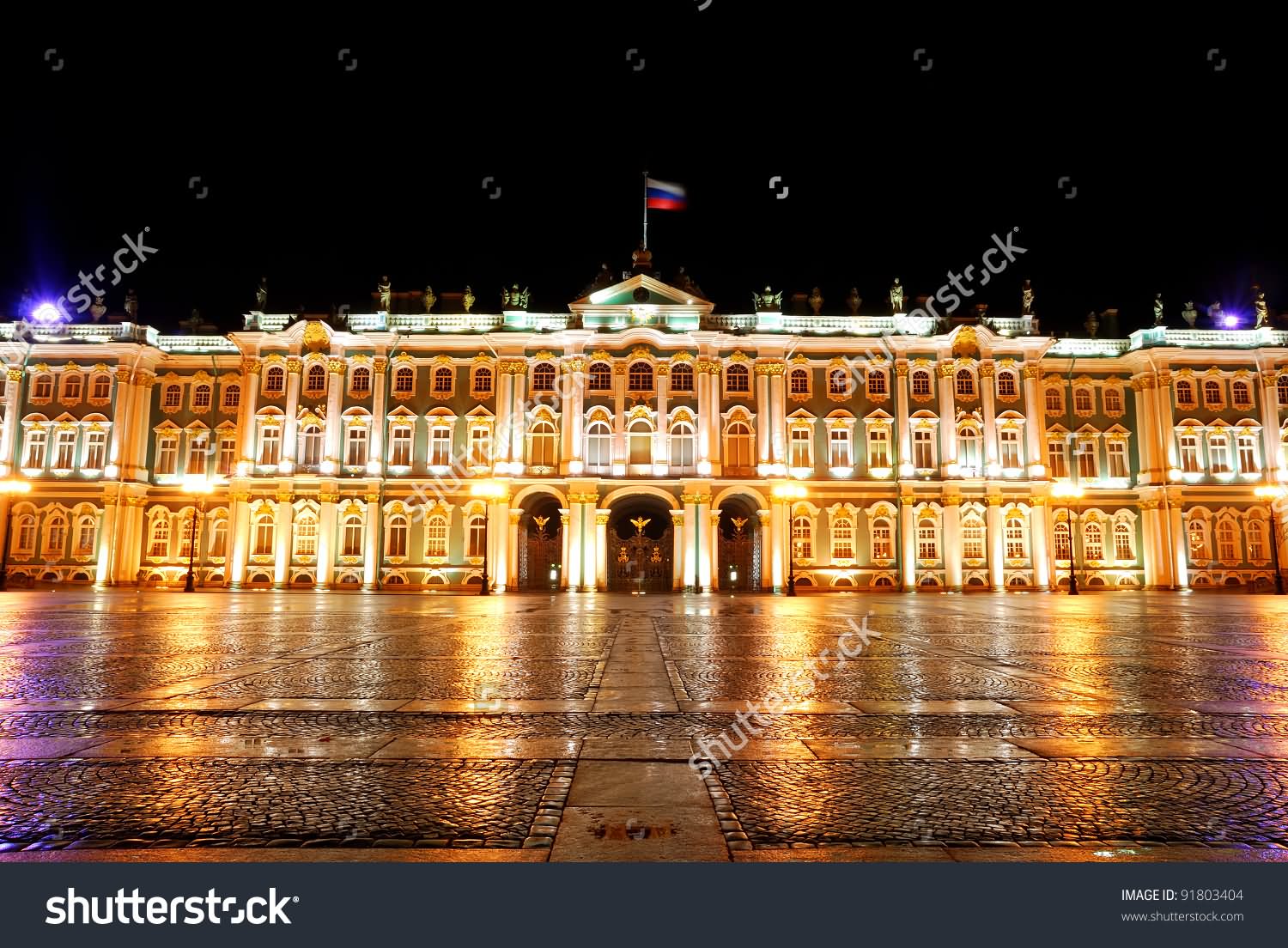 The Hermitage Museum Illuinated At Night