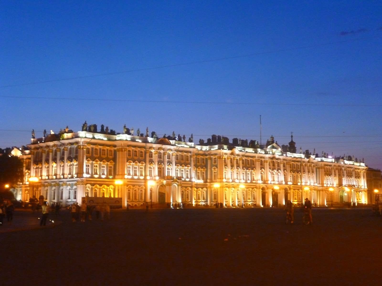 The Hermitage Museum In Saint Petersburg Lit Up At Night