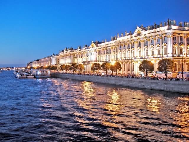 The Hermitage Museum Near Neva River At Night Beautiful Picture