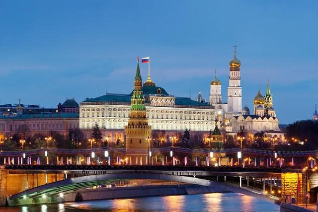 The Kremlin Palace And Moscow River