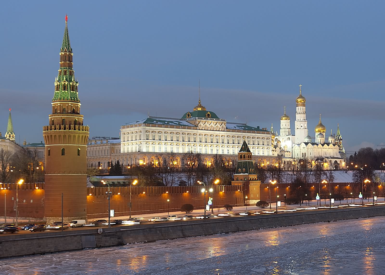 The Kremlin In Moscow During Night