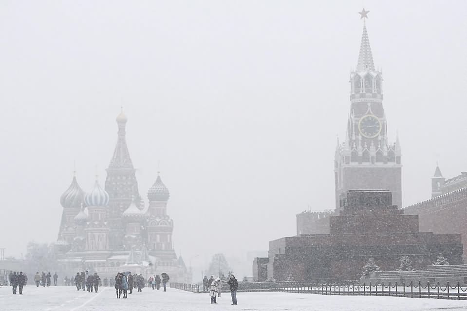 The Kremlin Tower And Palace In Snow
