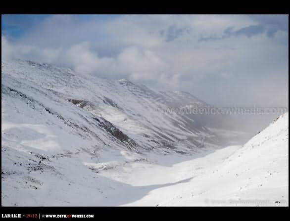 The Nubra Valley View From Khardung La Pass During Winter