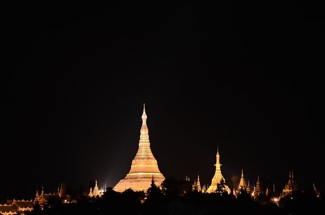 The Shwedagon Pagoda At Night Picture