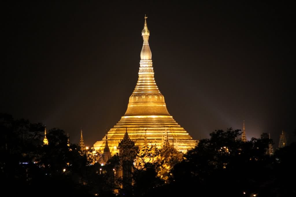 The Shwedagon Pagoda At Night