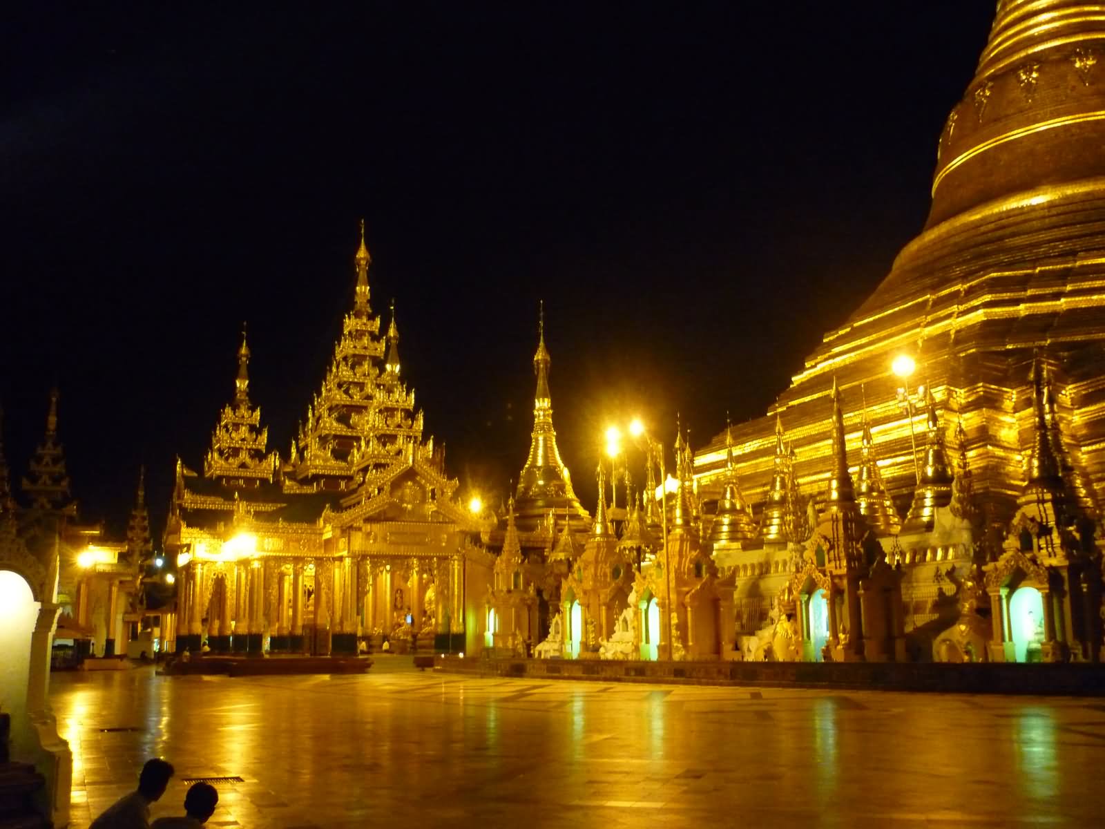 The Shwedagon Pagoda In Yangon Illuminated At Night