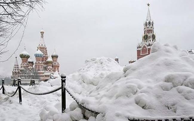 The View Of Moscow Kremlin With Heavy Snow