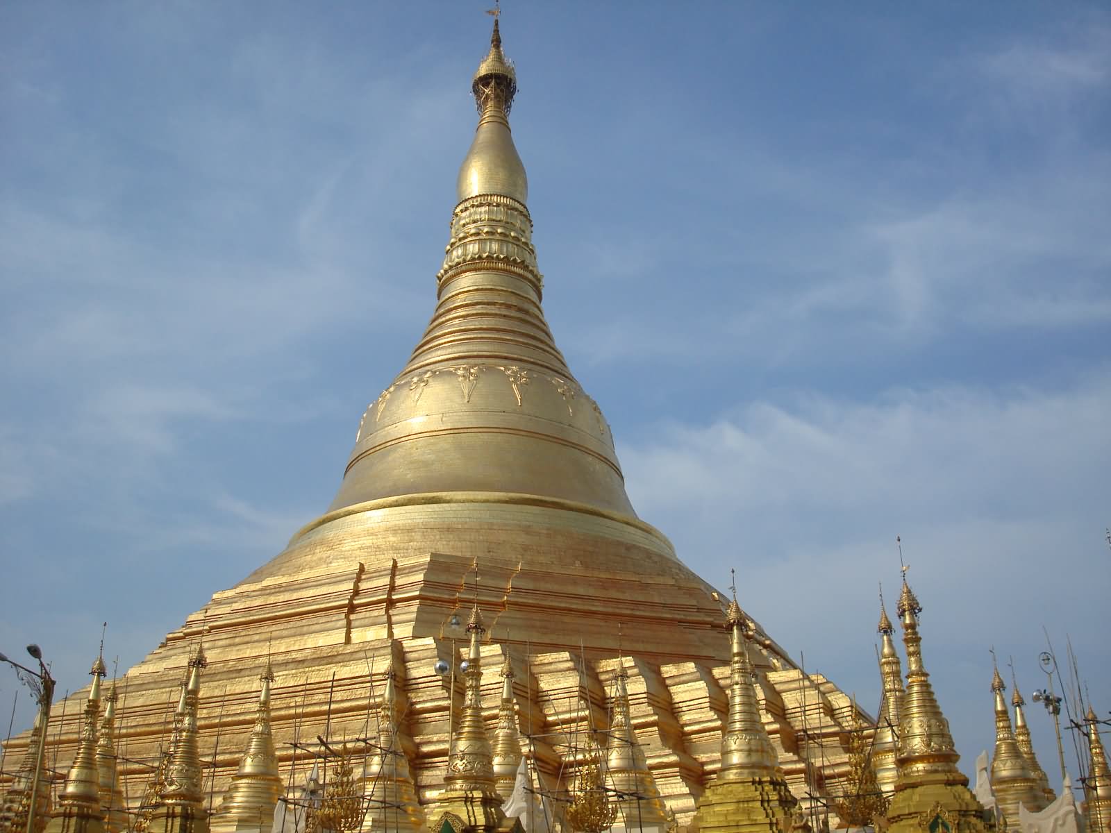 Top Of The Golden Shwedagon Pagoda In Yangon