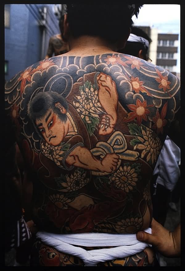 Traditional Japanese Samurai Tattoo On Full Back